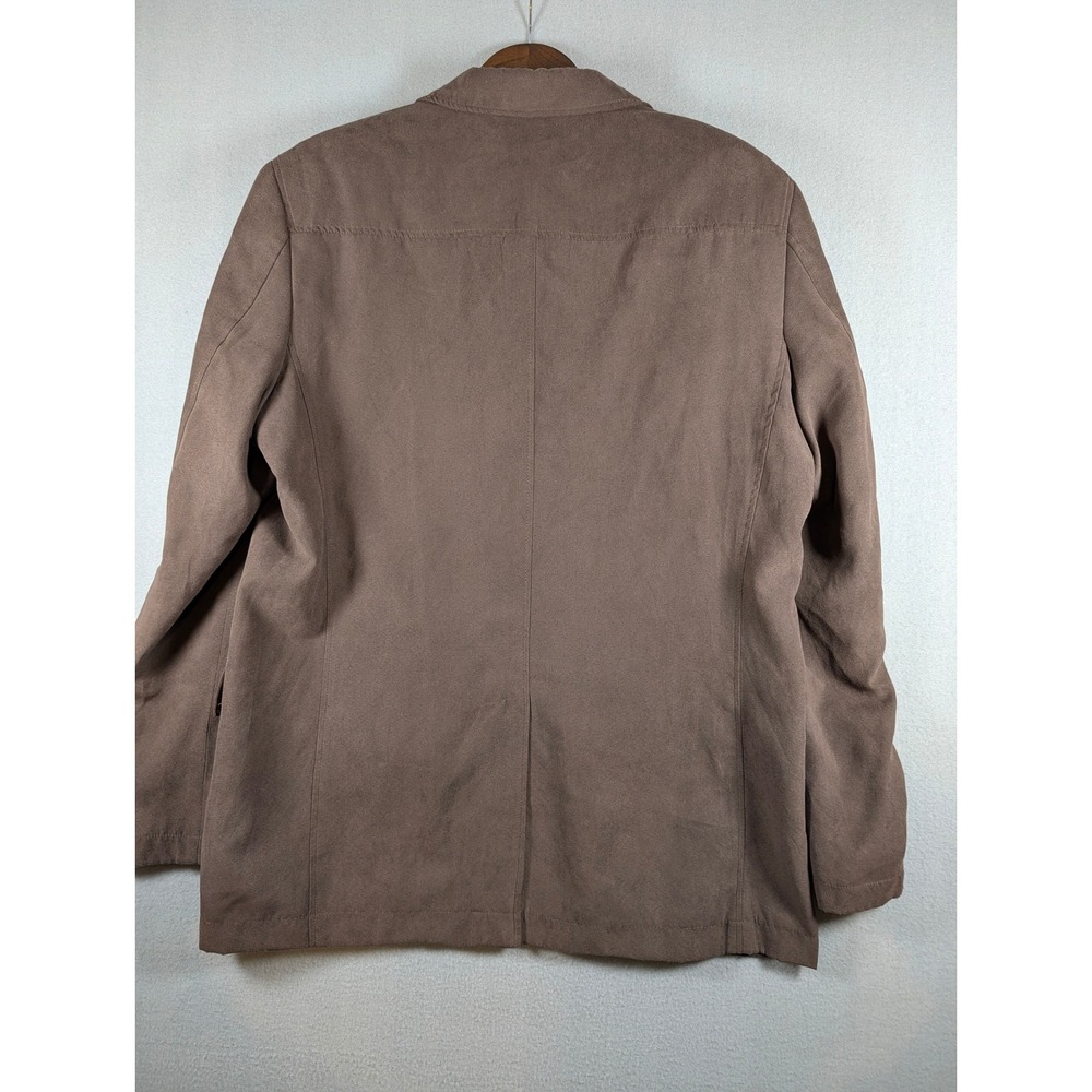 Perry Ellis Mens 44 Reg Brown Faux Suede Safari Blazer 4-Pocket Sport Coat - Picture 4 of 7